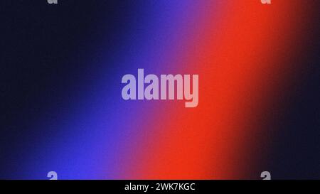 Blue with red on black gradient grainy texture background. Stock Photo
