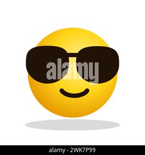 Art illustration Design Emoji face expression symbol emoticon of smile sun glasses Stock Vector