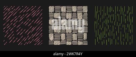 Set of textures with different hand drawn patterns. Trendy illustration. Stock Vector