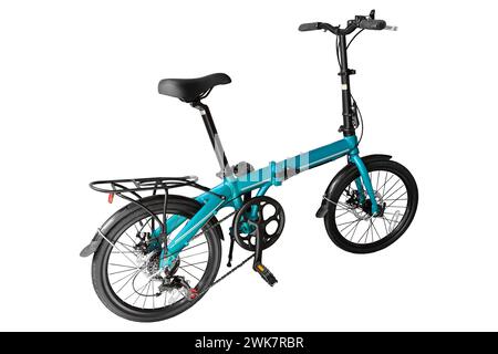 Folding compact bike. Close-up. Isolated on white background. Stock Photo