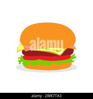 Art illustration design concept fast junk food seamless symbol logo of hamburger Stock Vector