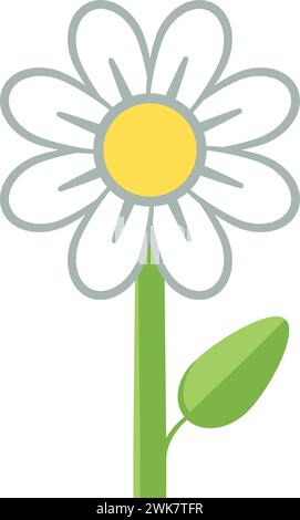 Illustration of a daisy drawn with simple geometric shapes. Stock Vector