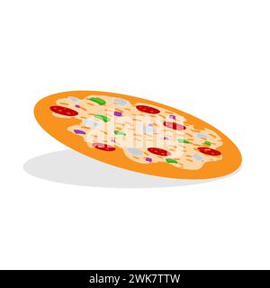Art illustration design concept fast junk food seamless symbol logo of pizza Stock Vector