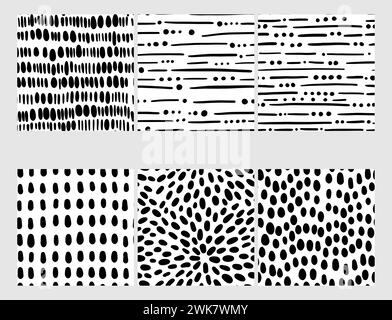 Small dash patterns set. Seamless minimal dash pattern, small elements. Stock Vector