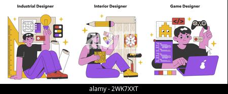 A vector set of furniture and decor to create a modern interior. Vector ...