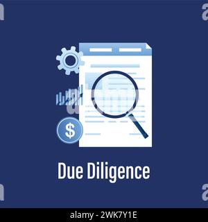 Due Diligence Icon or Logo. Template for web or banner. Trendy blue color style. Vector illustration Stock Vector