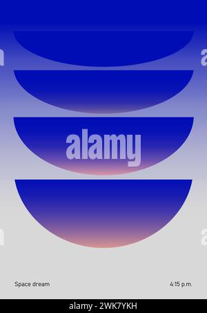 Gradient blue geometric shapes titled Space dream. Visual for guided meditation sessions, promoting tranquility. Modern aesthetics, minimalist art. Stock Vector