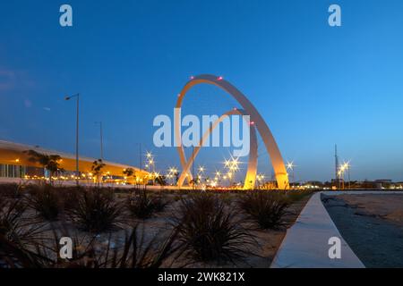 Al Wahda Bridge The Tallest Monument of City. known as 56 Bridge of Arch Stock Photo