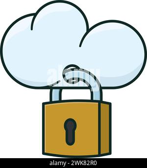 Cloud with padlock isolated vector illustration for World Cloud Security Day on April 3 Stock Vector
