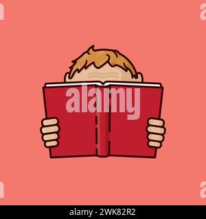 Boy reading a book cartoonish vector illustration for International Childrens Picture Book Day on April 2 Stock Vector