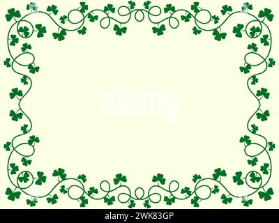 Clover leaf frame for St. Patrick's Day. Border with shamrocks with place for text. Irish holiday frame design for greeting cards, flyers and invitati Stock Vector