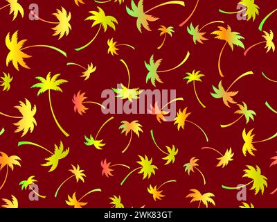 Palm trees silhouettes seamless pattern. Colorful gradient palm trees. Summer time, wallpaper with tropical pattern. Design for printing t-shirts, ban Stock Vector