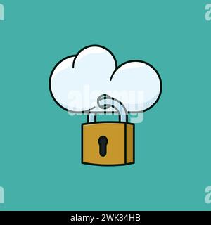 Cloud with padlock vector illustration for World Cloud Security Day on April 3 Stock Vector