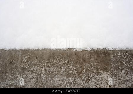 Concrete step and untouched snow Stock Photo