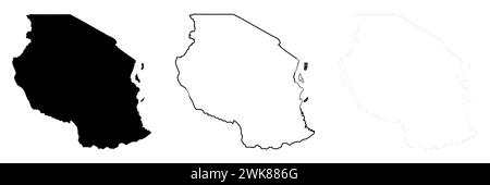 Map of Tanzania black thick outline highlighted with neighbor countries ...
