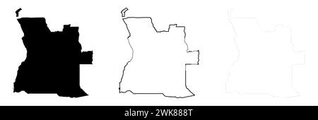 Angola country thick black outline silhouette. Simplified map. Vector ...