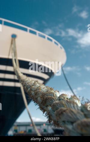Close-Up of Ship and Rope, Reykjavik, Iceland Stock Photo
