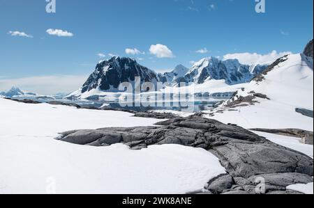 Beautiful snow landscape, Port Charcot, Antarctica. Stock Photo