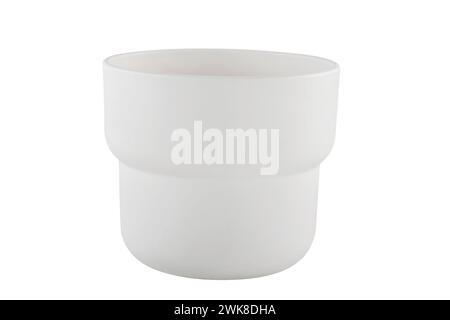 Empty plastic pot isolated on white background Stock Photo