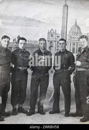 World War Two soldiers posing for a photograph while  on holiday in Rome after serving in North Africa and Italy in 1940s Stock Photo