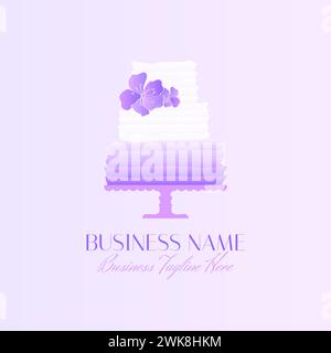 Cake Bakery Logo in Elegant Style in Purple Color Stock Vector