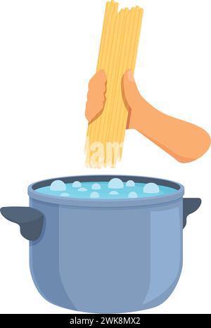 Pasta put in boiling water icon cartoon vector. Cooking bakery. Menu meal Stock Vector