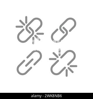 Link vector icon set. Outline simple vector icons. Stock Vector