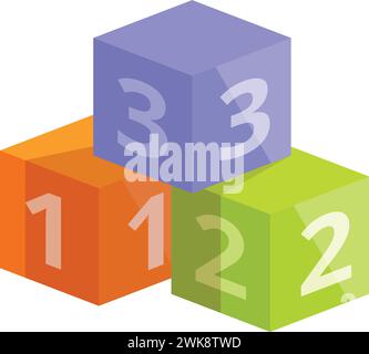 Fun numbers cubes icon cartoon vector. Education play. Happy shape Stock Vector