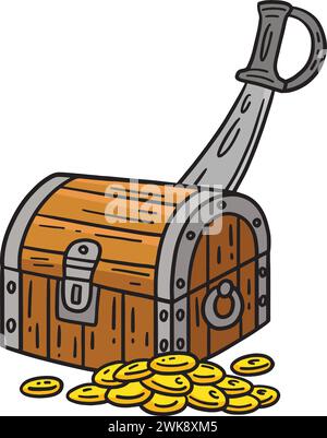 Pirate Chests Cartoon Colored Clipart Illustration Stock Vector Image ...