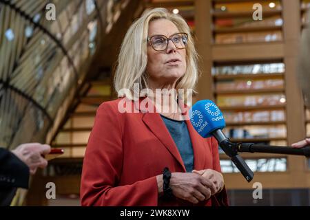Brussels, Belgium. 19th Feb, 2024. BRUSSELS - Sigrid Kaag speaks to journalists ahead of a meeting with EU ministers about aid to Gaza. In her role as UN coordinator for reconstruction in Gaza, Kaag has been asked to update ministers on the situation in Gaza. ANP JONAS ROOSENS netherlands out - belgium out Credit: ANP/Alamy Live News Stock Photo