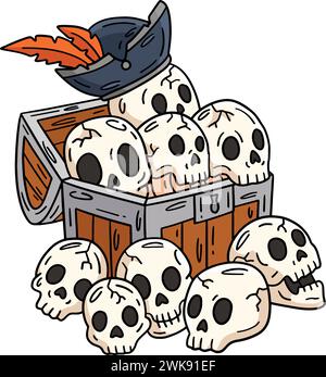 Pirate Chest with Skulls Colored Cartoon Stock Vector Image & Art - Alamy