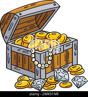 Pirate Chests Cartoon Colored Clipart Illustration Stock Vector Image ...