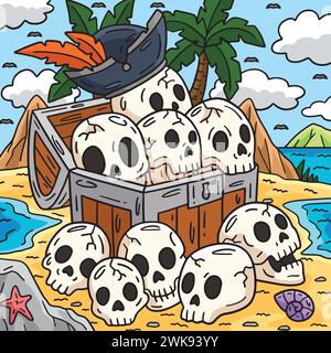 Pirate Chest with Skulls Cartoon Colored Clipart Stock Vector Image ...