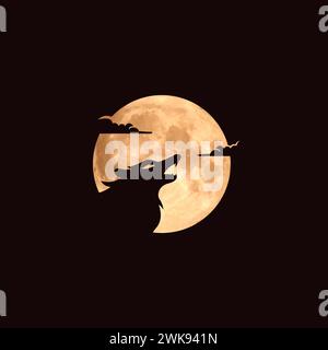 Wolf Moon Logo. Wolf vector Illustration Stock Vector