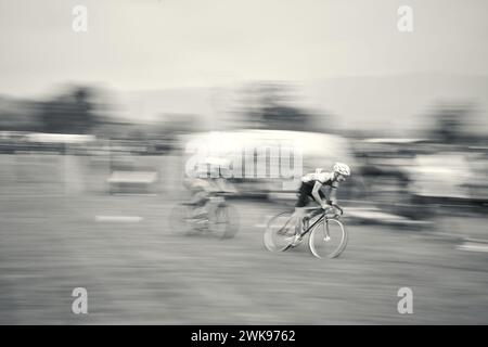 Cycling action from the 2023 Highland games in Stirling Stock Photo