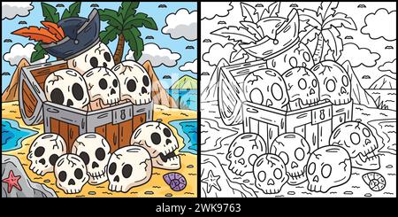 Pirate Chest with Skulls Cartoon Colored Clipart Stock Vector Image ...