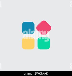 Four square assortment icon, Menu group button. Stock vector illustration isolated on white background. Stock Vector