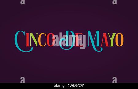 Cinco De Mayo Text And Purpel Background design Stock Vector