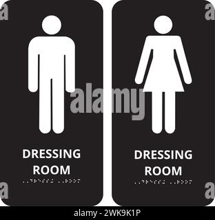 Dark gray dressing room banners with braile system on a white background Stock Vector