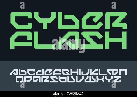 Design Cyber Flash Typeface Alphabet Typography Font Letter Text Stock Vector
