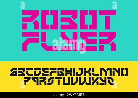 Design Robot Flyer Typeface Alphabet Typography Font Letter Text Stock Vector