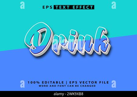Drink 3d editable text effect stock vector Stock Vector