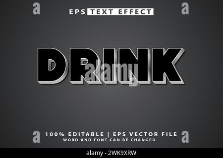 Drink 3d editable text effect stock vector Stock Vector