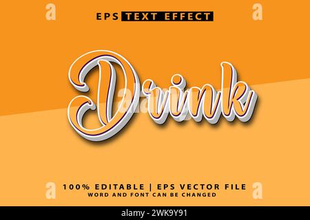 Drink 3d editable text effect stock vector Stock Vector