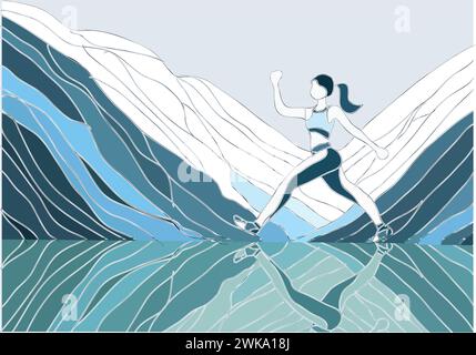 sport in mountain. abstract vector illustration Stock Vector