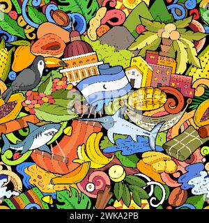 Cartoon doodles Nicaragua seamless pattern Stock Vector