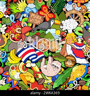 Cartoon doodles Costa Rica seamless pattern Stock Vector