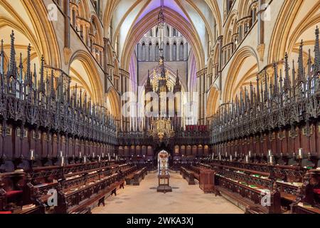 The Sanctuary. Also known as The 14th century Angel Choir and high altar of Lincoln Cathedral, Lincoln, Lincolnshire, England, United Kingdom Stock Photo