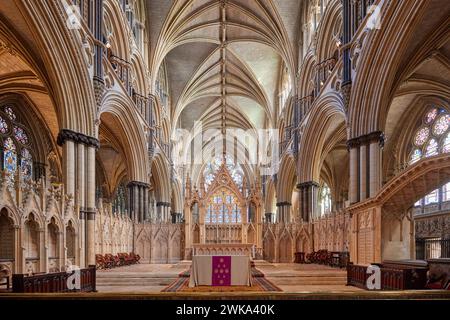 Lincoln Cathedral, Sanctuary, high altar and reredos Stock Photo