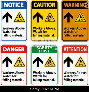 Danger Sign, Workers Above Falling Material Stock Vector Image & Art ...